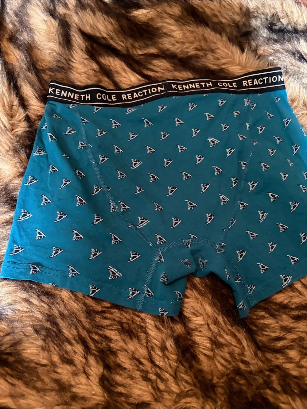 Kenneth Cole Teal Boxer Briefs with Tennis-shoe Motif Size Large